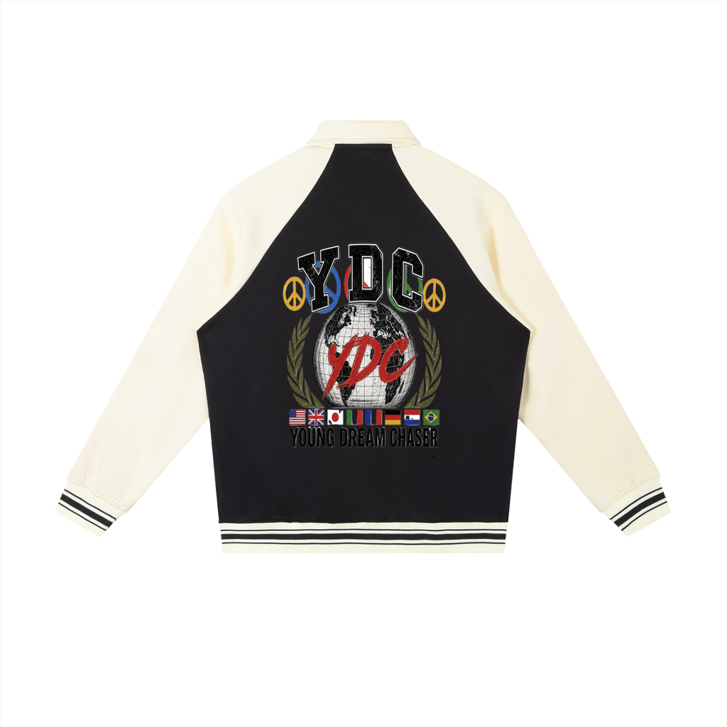 Contrast Raglan Sleeve Baseball Jacket