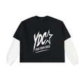 Layered Contrast Sleeve Cotton T-Shirt