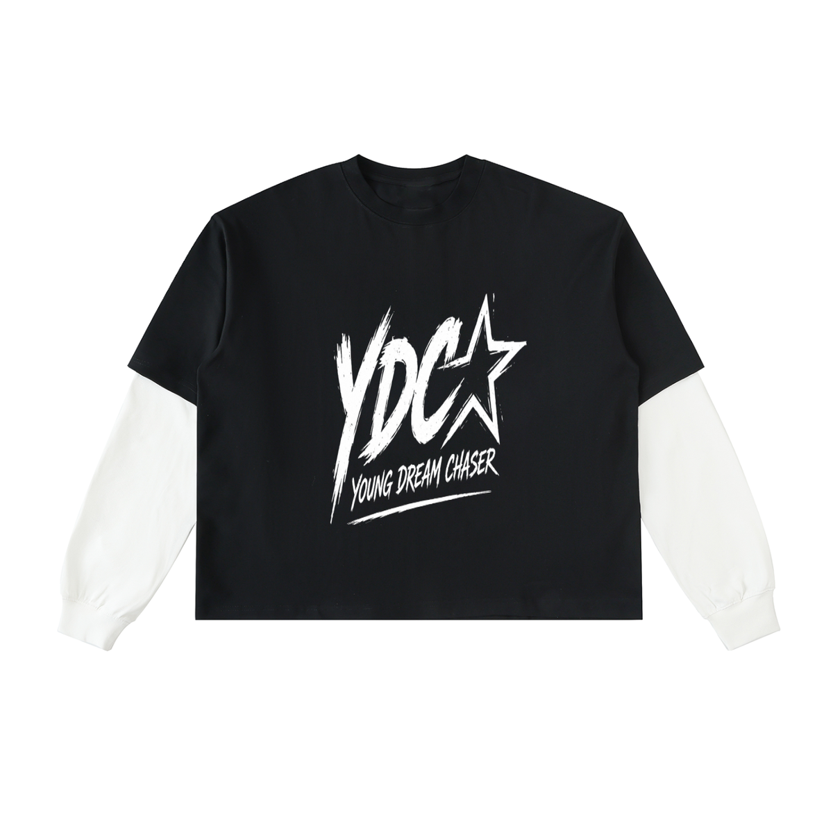 Layered Contrast Sleeve Cotton T-Shirt