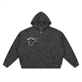Unisex Leopard Print Waffle Full Zip Hoodie